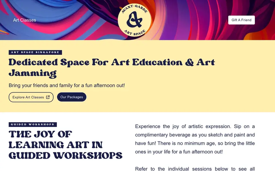 Avant-Garde Art Space website homepage, 4 Oct 2026