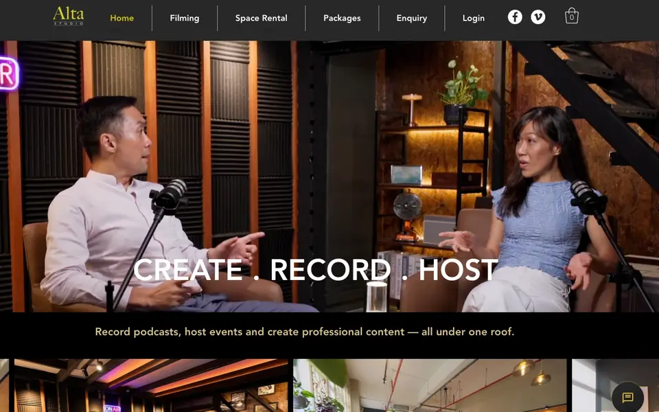 Alta Studio website homepage, 4 Oct 2026