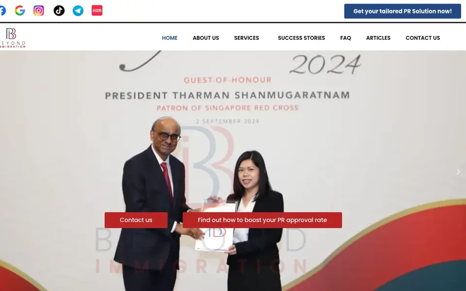 Beyond Immigration Pte. Ltd. website homepage, 4 Oct 2026