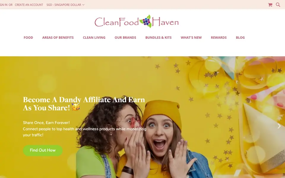 Clean Food Haven website homepage, 4 Oct 2026