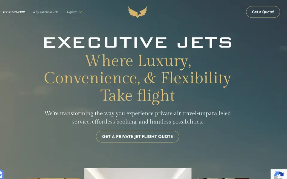 Executive Jets website homepage, 4 Oct 2026