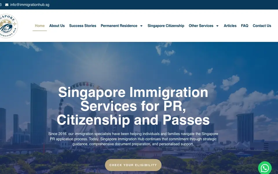 Singapore Immigration Hub website homepage, 4 Oct 2026