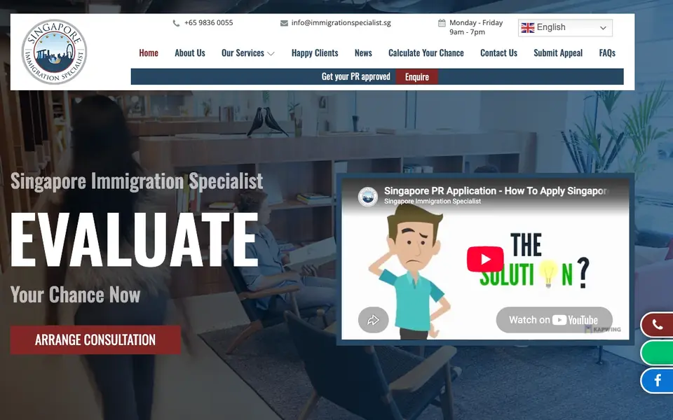 Singapore Immigration Specialist website homepage, 4 Oct 2026
