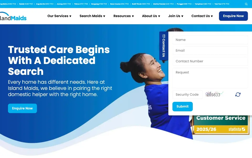 Island Maids website homepage, 4 Oct 2026