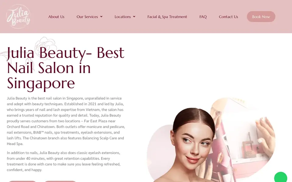 Julia Beauty website homepage, 4 Oct 2026