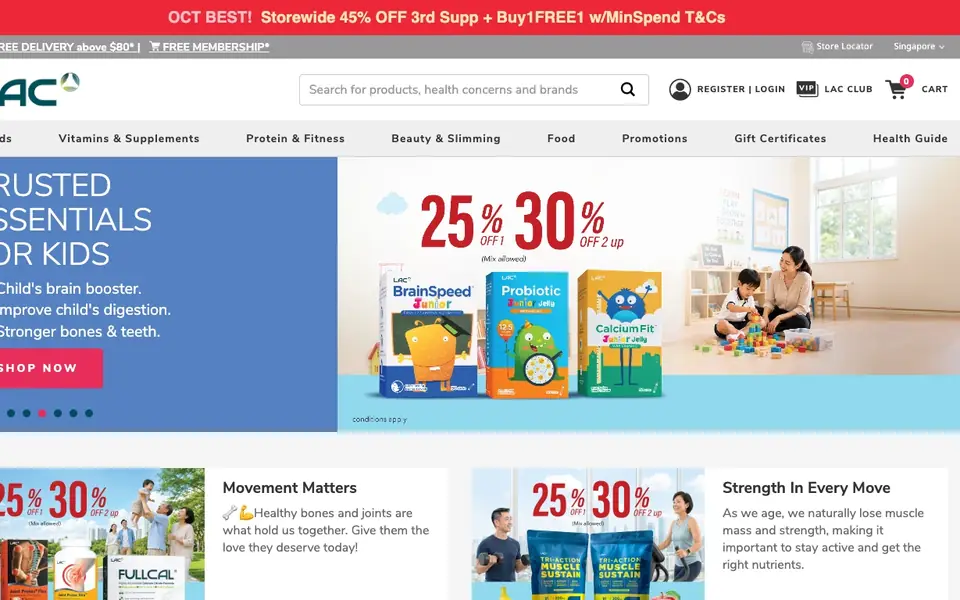 LAC Nutrition For Life website homepage, 4 Oct 2026