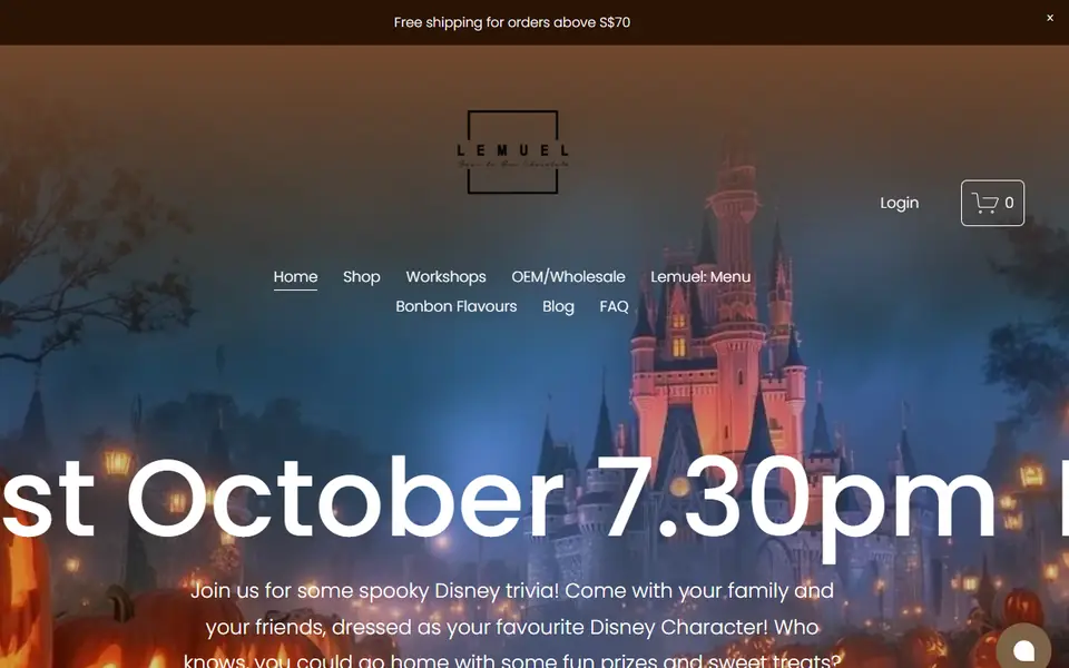 Lemuel Chocolate website homepage, 19 Oct 2026