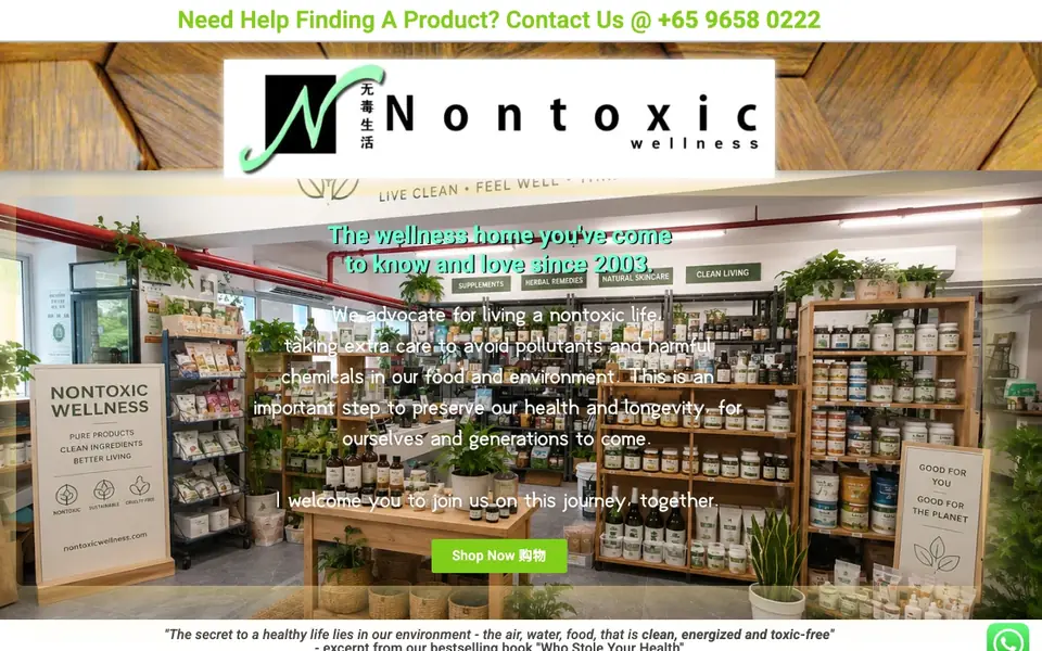 Nontoxic Wellness website homepage, 4 Oct 2026