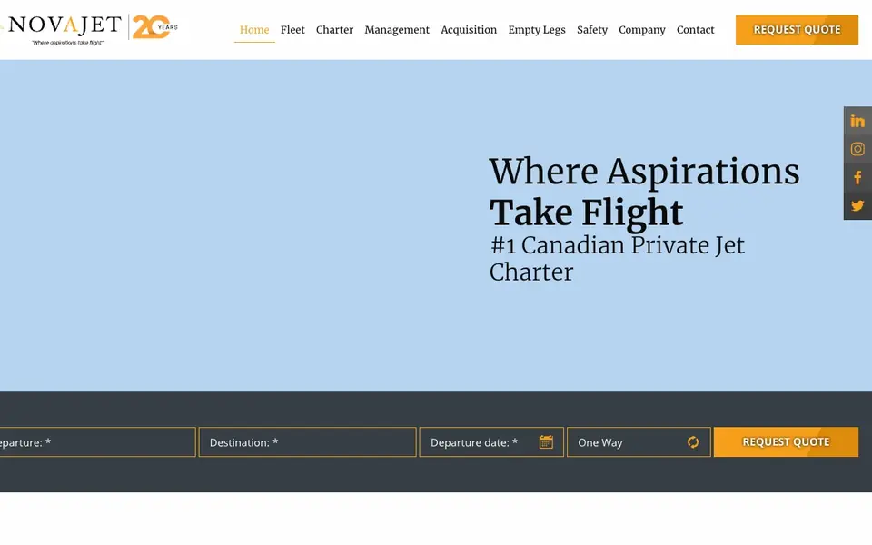 NovaJet Aviation Group website homepage, 4 Oct 2026