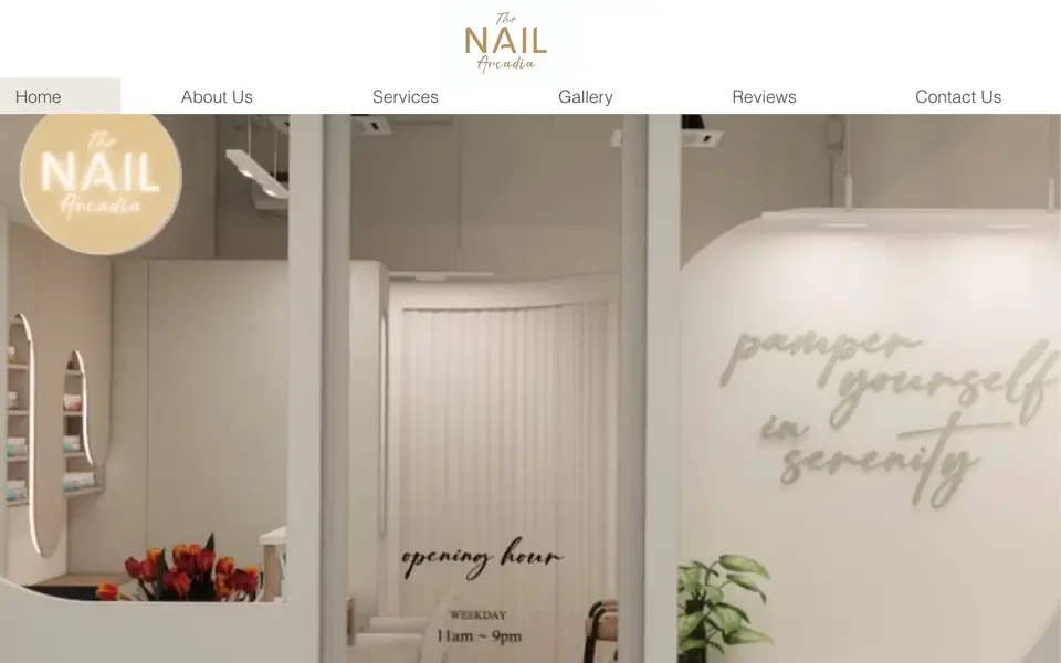 The Nail Arcadia website homepage, 4 Oct 2026