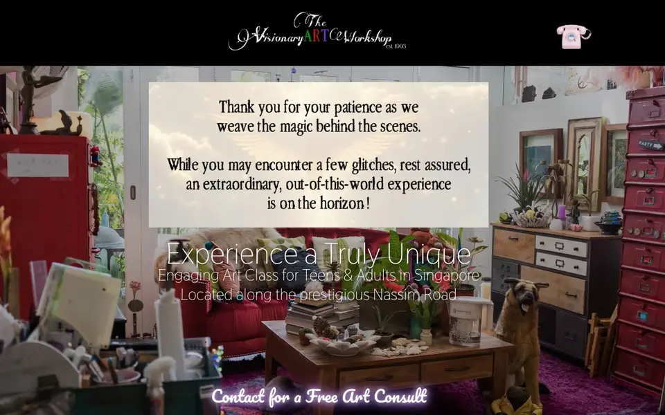 The Visionary ART Workshop website homepage, 4 Oct 2026
